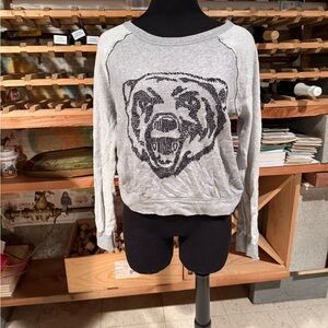 Free People Gray Bear Graphic Sweatshirt